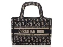 Christian Dior クリスチャンディオール オブリーク キャンバス ブックトート ミニバッグ ハンドバッグ - ネイビー by