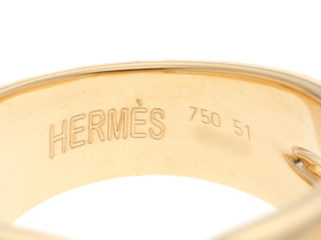 HERMES ヒストリーリング 51 HERMES エルメス リング ヒストリー 51号 K18YG/シルバー 925