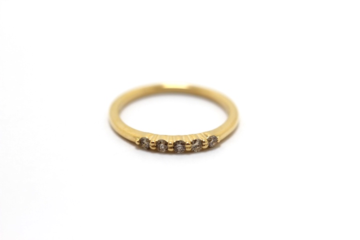 AHKAH アーカー エメピンキーリング 指輪 K18YG イエローゴールド ダイヤモンド 0.10ct 1号 【460】 の購入なら「質」の