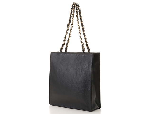 CHANEL トートバッグ ラムスキン ヴィンテージ ロゴ ブラック お値下げ！CHANEL】 ヴィンテージ トートバッグ ラムスキン