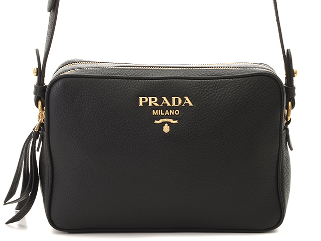 PRADA プラダ ショルダーバッグ ブラック カーフ アウトレット