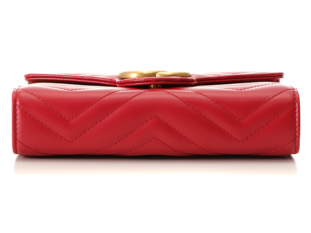GUCCI グッチ GGマーモント キルティング ミニバッグ レッド レザー  