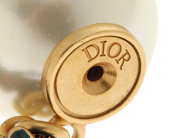 Dior　ディオール　アクセサリー　トライバル　ピアス　ドラゴンチャーム　グリーン　マルチ　箱付き【431】 image number 1