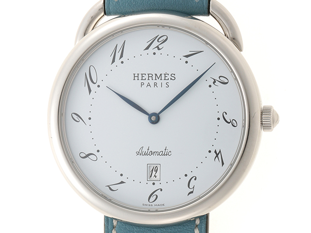 HERMES エルメス 時計 アルソー AR1.810 ステンレス×レザーベルト（ブルージーン） P刻印 メンズ 自動巻き  （2148103350559）【200】