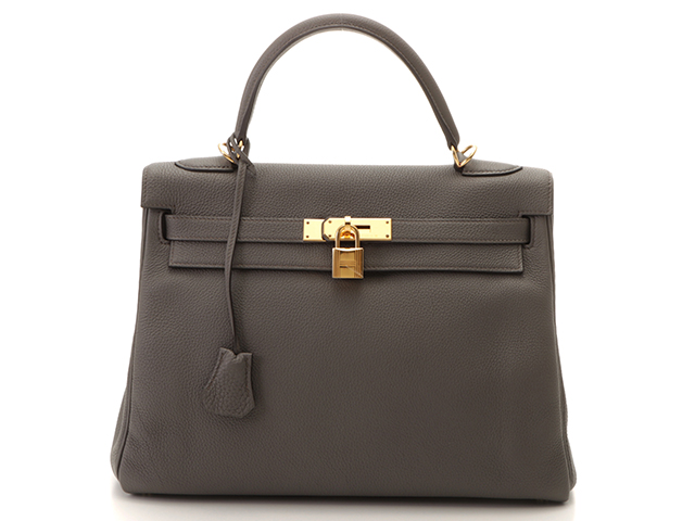 HERMES エルメス ケリー32 内縫い ハンドバッグ トゴ エタン ゴールド 