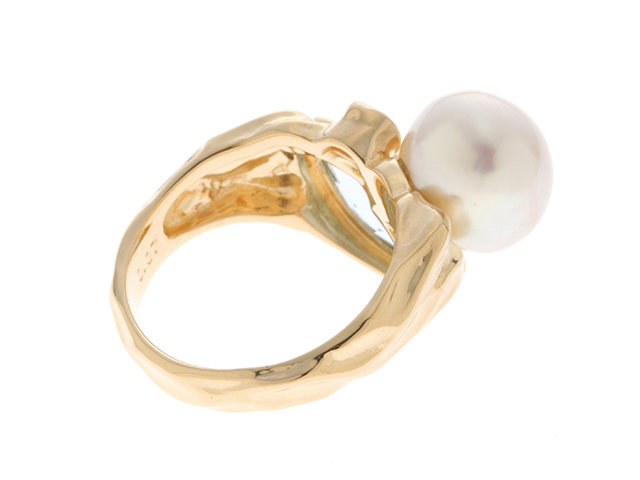 TASAKI タサキ 指輪 リング K18/パール/アクアマリン/ダイヤモンド0.07