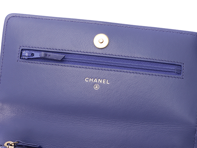CHANEL シャネル19 チェーンウォレット パープル/GP/SV金具