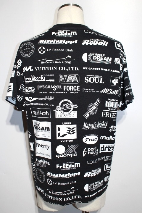 LOUIS VUITTON　ルイヴィトン　クルーネックTシャツ　半袖　メンズXS　ブラック　コットン　プリント　オーバーサイズ　2019年　 2148103370946【200】