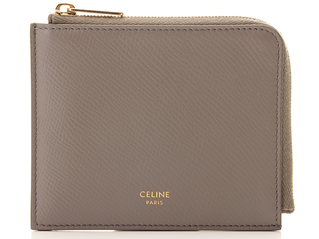 Celine セリーヌ L字ファスナーコインケース グレージュ カーフ GP カードケース付き 10D883CIW10BV 【430】2148103376856