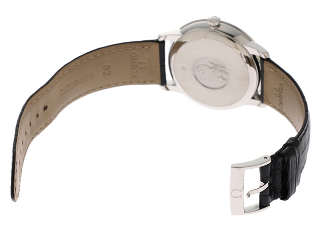 オメガ プレステージ クロノメーター 自動巻き 腕時計 SS/クロコダイル ブラック 黒 0305OMEGA メンズ