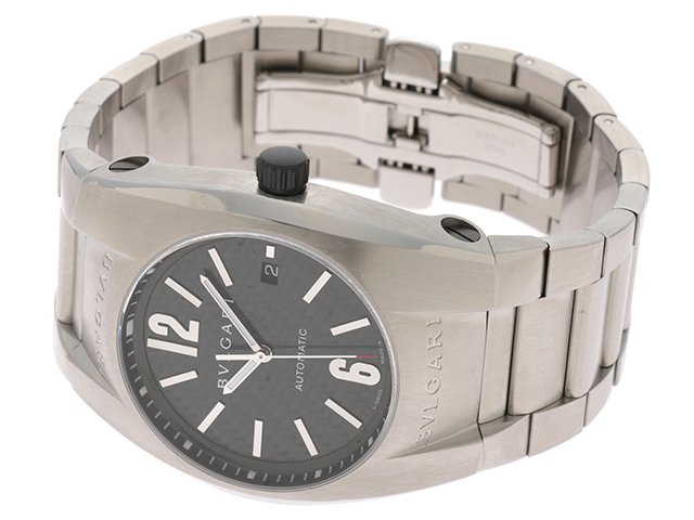 BVLGARI ブルガリ メンズ腕時計 エルゴン EG40S ブラック（黒）文字盤 ラバーベルト 自動巻き 仕上げ済み