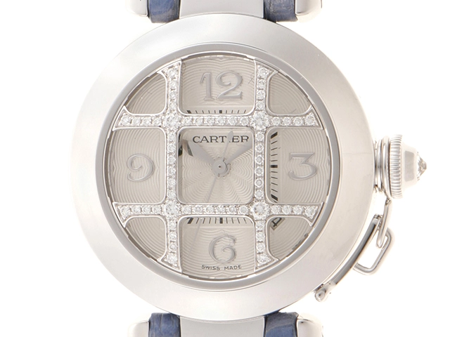 Cartier カルティエ 時計 パシャ32 ドームダイヤ グリット WJ101456 自動巻き レディース 革/WG 【433】