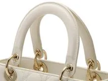 Dior　ディオール　カナージュ　レディーディオール　ミディアム　ハンドバッグ　ラム　ホワイト　【433】