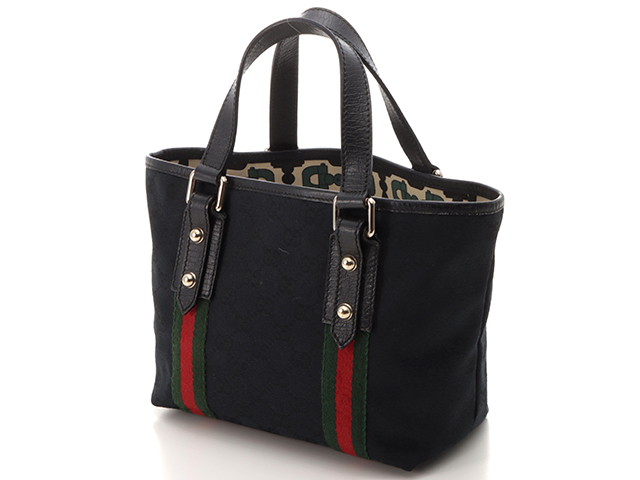 GUCCI グッチ GGミニトート シェリーライン ブラック キャンバス