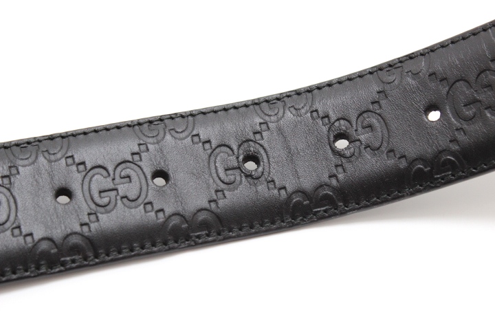GUCCI GバックルGGレザーベルト 85/34 370543 ブラック/GP