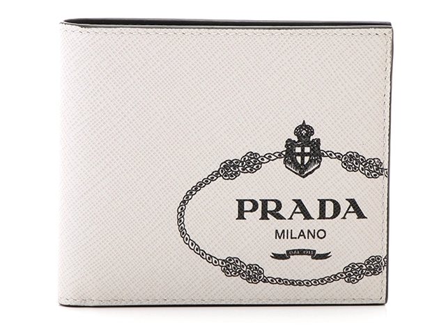 PRADA プラダ 小物 サイフ ロゴプリント 二つ折り財布 サフィアーノ