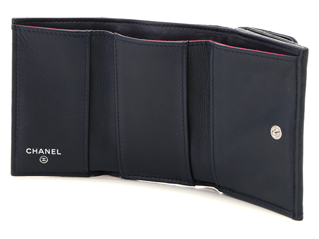 CHANEL シャネル マトラッセコンパクト財布 ネイビー【432 CHANEL シャネル マトラッセコンパクト財布 ネイビー【432