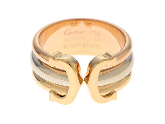 Cartier カルティエ ２Ｃワイドリング 3カラー ホワイトゴールド×ピンクゴールド×イエローゴールド 52号 750 ＰＧ×ＹＧ×ＷＧ 18Ｋ  指輪 リング 2Ｃ【472】ＨＦ の購入なら「質」の大黒屋（公式）