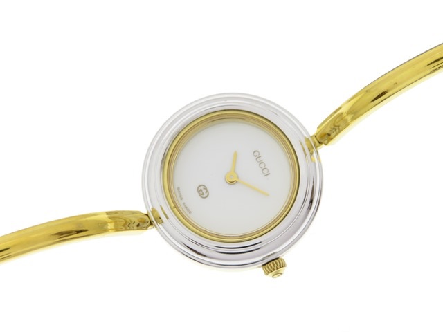 通販クーポン GUCCIチェンジベゼル ゴールド 白文字盤 クォーツ 5色 腕時計(アナログ)