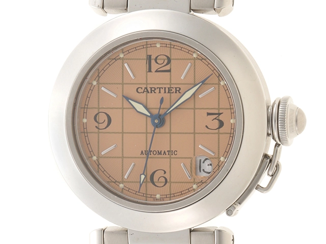 Cartier　カルティエ　パシャＣ　W31024Ｍ7　ピンク文字盤　ステンレススチール　自動巻き　男性用腕時計　2148103396274　【437】