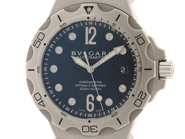 BVLGARI ブルガリ 時計 メンズ スクーバ アクア DP42SSD ラバー/SS 自動巻き ブラック文字盤 300ｍ防水【472】HU