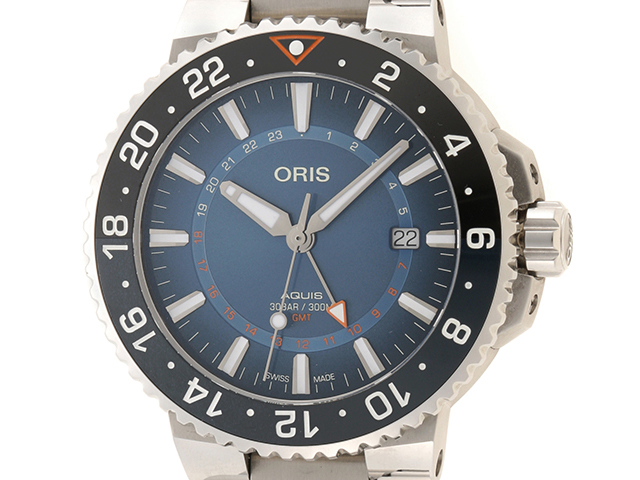 ORIS オリス アクイスデイトGMT カリスフォートリーフ リミテッドエディション 2000本限定 01 798 7754 4185-Set MB  SS ブルー文字盤 メンズ 自動巻き 300m防水 2020年9月正規店購入 【436】2148103406225 の購入なら「質」の大黒屋（公式）