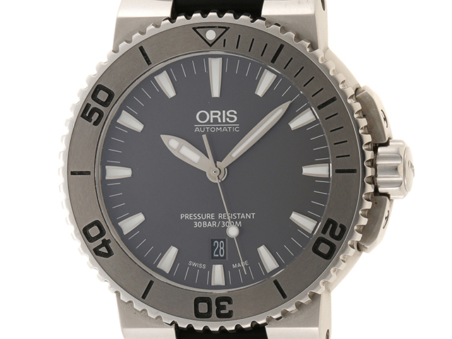 ORIS オリス メンズ時計 オートマチック アクイスデイト ステンレス/ラバーベルト 黒文字盤 01 733 7653 4153-07【434】  の購入なら「質」の大黒屋（公式）