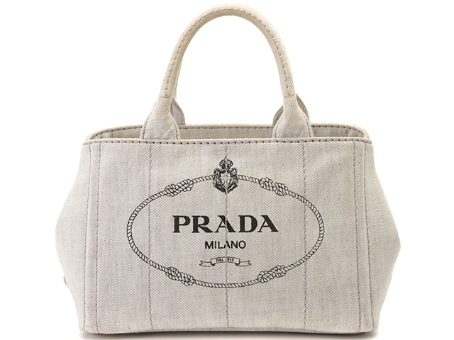 PRADA プラダ カナパ 2wayハンドバッグ キャンバス ライトグレー
