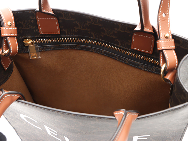 CELINE セリーヌ バッグ スモール バーティカル カバ トリオンフキャンバス タン PVC/レザー 191542BZK.04LU【473】 【通販激安】 CELINE タン トリオンフキャンバス / カバミニ バーティカル ハンドバッグ
