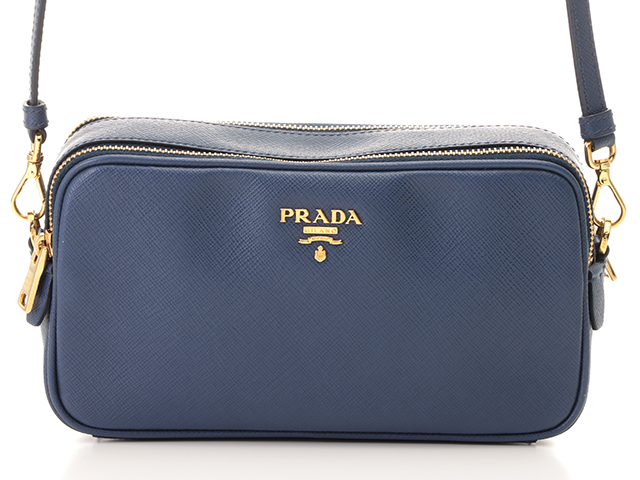 プラダ カーフレザーショルダーバッグ ブルー PRADA（プラダ）の「Prada - ダイアグラム ショルダーバッグ