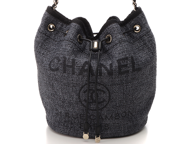 CHANEL シャネル ドーヴィル巾着型ショルダーバッグ グレー GP