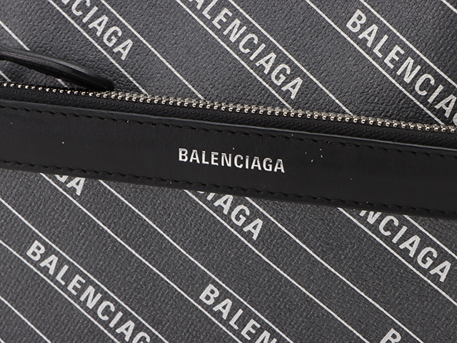 BALENCIAGA　バレンシアガ　トートバッグ　ネイビーカバスS　ストライプ　PVC/カーフ　グレー/ブラック　【472】A