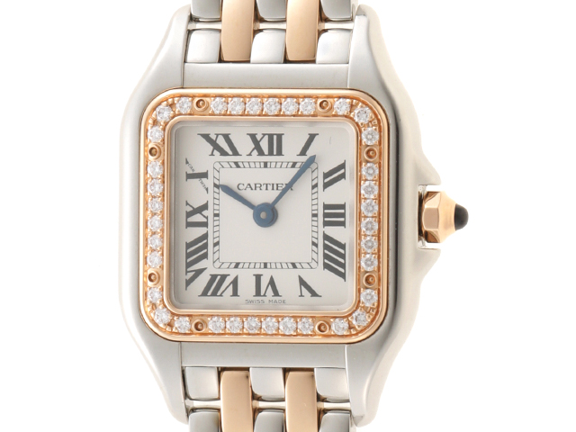 Cartier カルティエ パンテールドゥカルティエSM・ダイヤベゼル W3PN0006 レディース クォーツ 時計 SS/PG  ステンレス/ピンクゴールド【472】HU