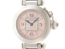 Cartier　カルティエ　ミス・パシャ　W3140008　ステンレス　ピンク文字盤　女性用　クオーツ時計【473】