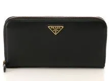 PRADA プラダ サフィアーノ ラウンドファスナー長財布 ブラック カーフ