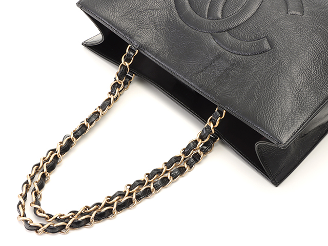 CHANEL シャネル ココマーク チェーントートバッグ ブラック/GP CHANEL シャネル ココマーク チェーントートバッグ ブラック/GP