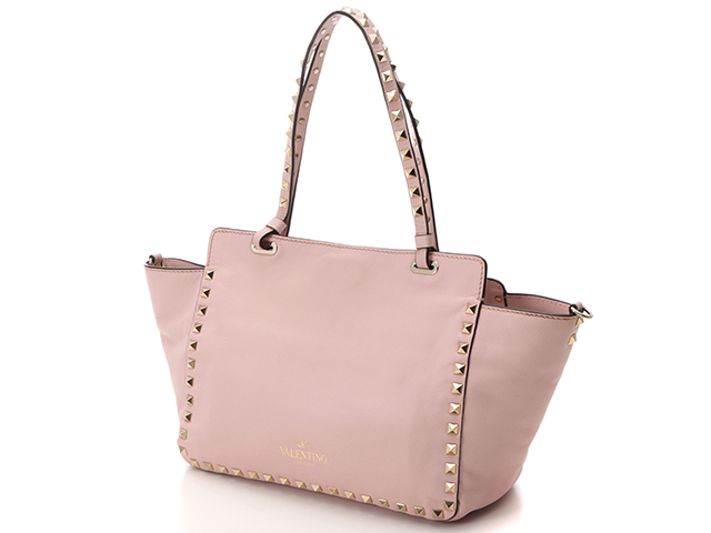 VALENTINO　 ヴァレンティノ　トートバッグ　ロックスタッズ　２WAY トート　ピンク　レザー【472】HG　 2148103445132