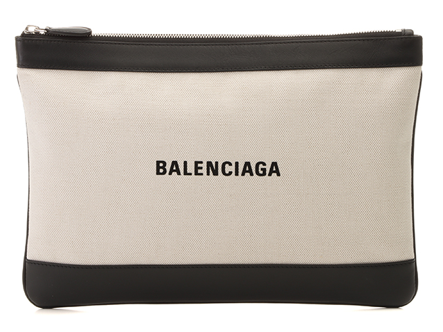 【美品】バレンシアガBALENCIAGA クラッチバック　ネイビークリップM