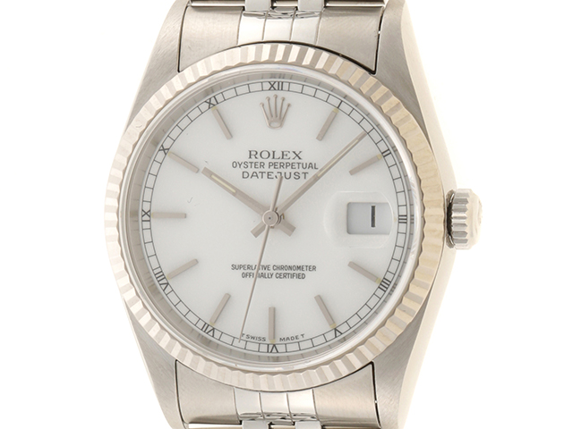 ロレックス ROLEX デイトジャスト ホリコンピューター文字盤 16234 K番 ホワイト ステンレススチール、ホワイトゴールド メンズ 腕時計