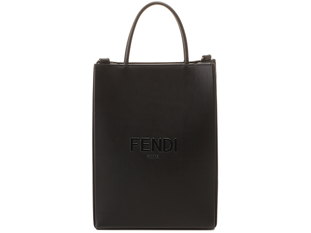 FENDI フェンディ ハンドバッグ ミンク 黒 ワンハンドル ロゴ