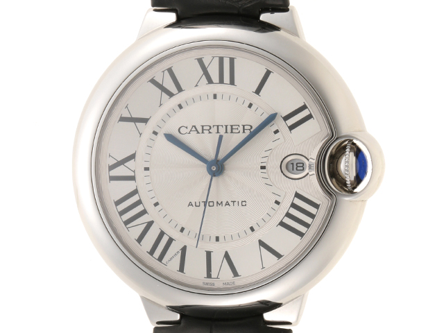 Cartier カルティエ　バロンブルー　40ｍｍ　シルバー文字盤　ステンレススチール　革　男性用腕時計　自動巻き　WSBB0039　2148103459764　【437】