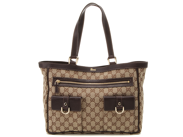 GUCCI グッチ アビー トートバッグ 146247 GGキャンバス レザー ベージュ ダークブラウン 【435】 2148103466113  の購入なら「質」の大黒屋（公式）