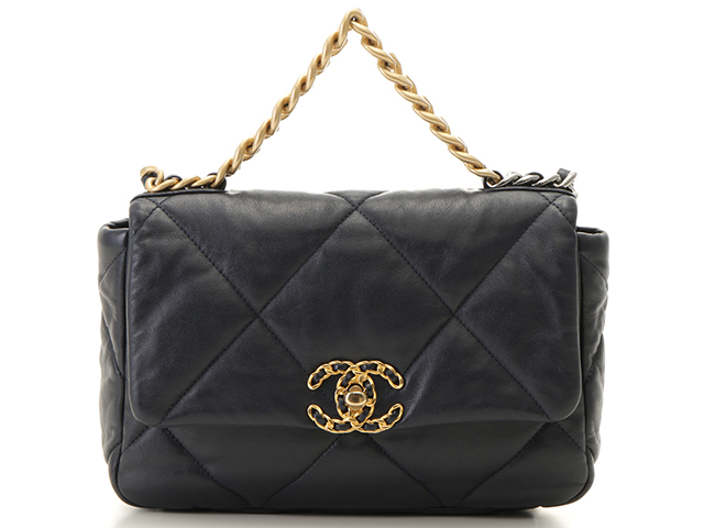 CHANEL シャネル 19 マトラッセ 2WAY ショルダーバッグ ネイビー GP ゴールド金具 SV シルバー金具 ラムスキン AS1160  定価￥707,300- 2148103468780【200】