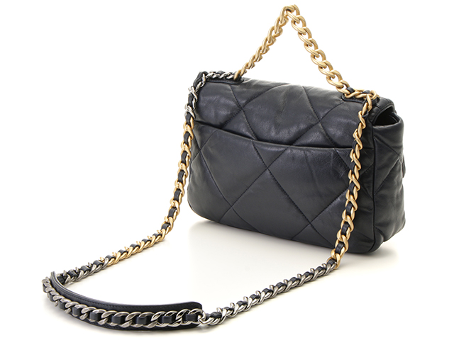 CHANEL シャネル 19 マトラッセ 2WAY ショルダーバッグ ネイビー GP ゴールド金具 SV シルバー金具 ラムスキン AS1160  定価￥707,300- 2148103468780【200】