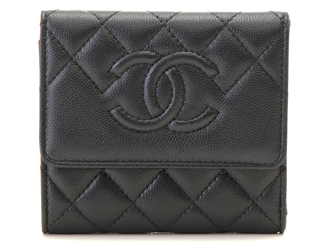 CHANEL シャネル マトラッセ三つ折財布 メタリックグレー
