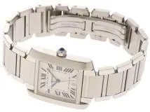 Cartier　カルティエ　時計　タンクフランセーズLM　W51002Q3　ホワイト文字盤　メンズ　ステンレス　自動巻き【436】2148103470202