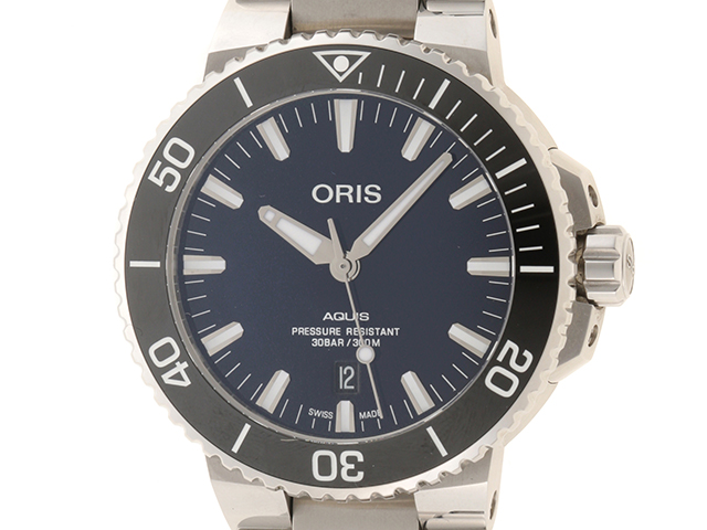 ORIS オリス アクイス デイト 01 733 7730 4135 ブルー SS メンズ 自動巻き2148103473050【432】  の購入なら「質」の大黒屋（公式）