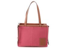 LOEWE ロエベ クッショントート スモール キャンバス/レザー ラズベリー/ブラウン【430】2148103473470