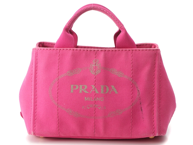 PRADA プラダ　
カナパ 2way ハンドバッグ　
ピンク キャンバス  　
レディース　
【正規品】 
【買蔵】32cmショルダー