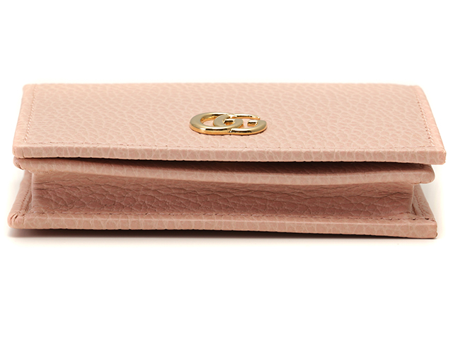 【美品】GUCCI マーモント 小銭入れあり GUCCI グッチ GGマーモント 二つ折財布 456126 カーフ ピンク